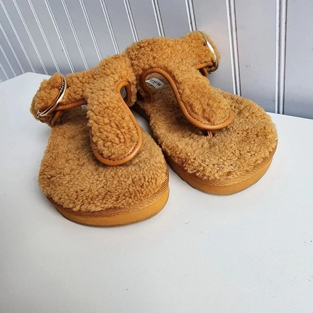 Coach Womens Hollie Butter Scotch Leather Thong Sandals Shoes Yellow Sz 8 - Picture 6 of 12